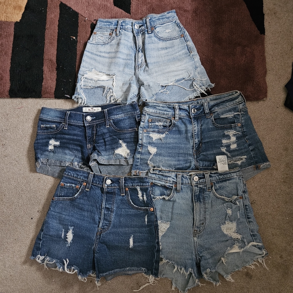 5 Pack Jean Shorts- Abercrombie&Fitch, Levi's, American Eagle, And Hollister!